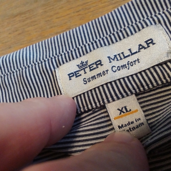 Peter Millar Summer Comfort Polo Blue White Gray Striped Men's XL - Picture 6 of 8